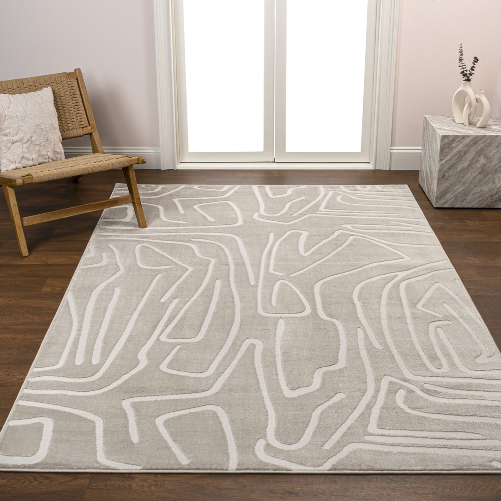 Jonathan Y Abstract Off White Polyester 3x5 Area Rug Sandstone Design