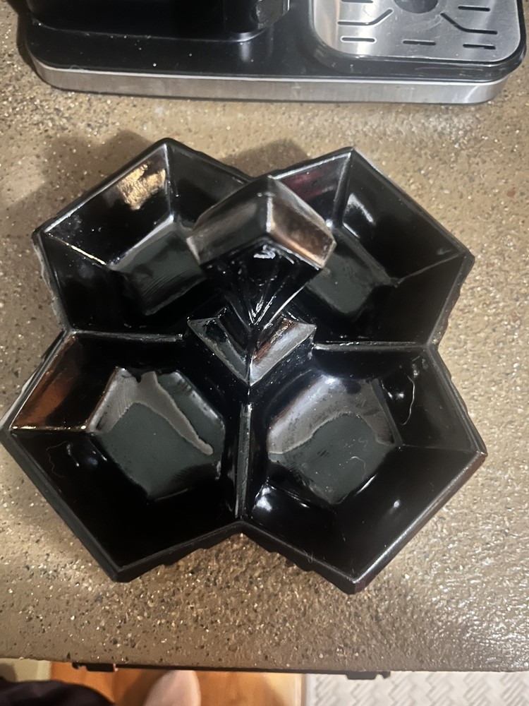 Indiana Tiara Pyramid Black 4 Part Handled Server Candy Relish Dish
