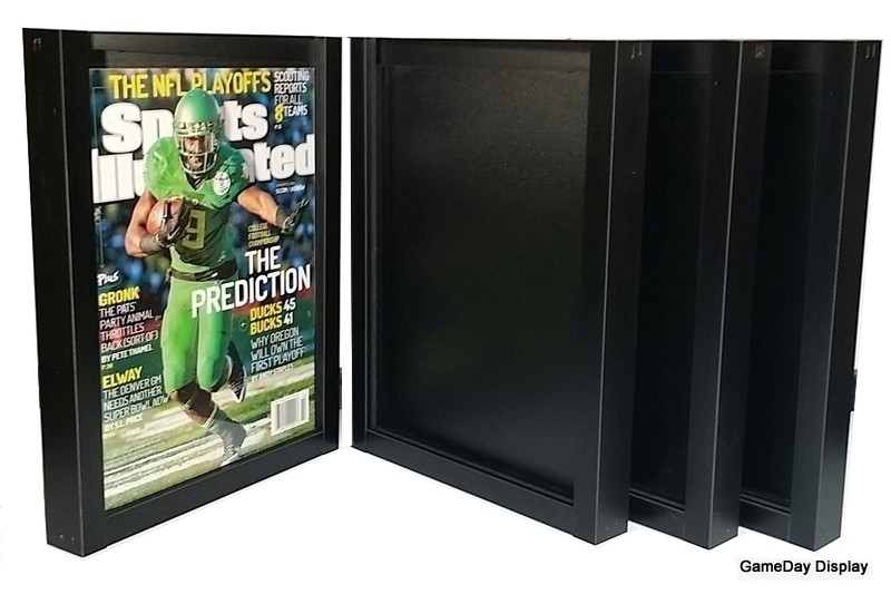 MAGAZINE SPORTS ILLUSTRATED DISPLAY FRAME CASE BLACK SHADOW BOX LOT OF 4
