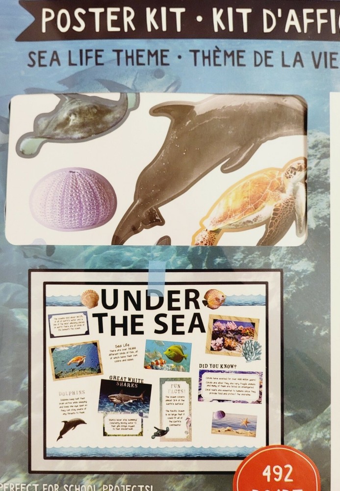Little Yellow Bicycle Sea Life Theme School Project Poster Board Kit , 492 Pcs
