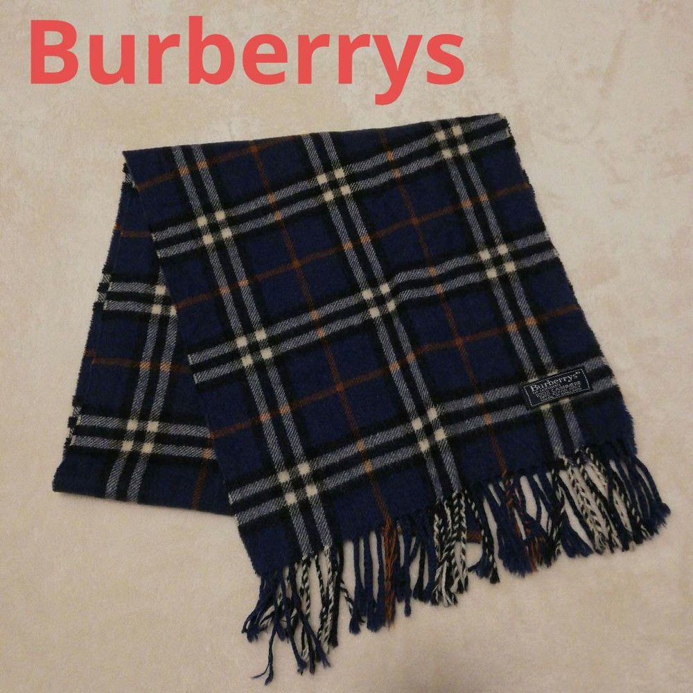 Burberry Scarf Cashmere 100 Blue Nova Check Vhtf Color Women Scarf Accessory Ori
