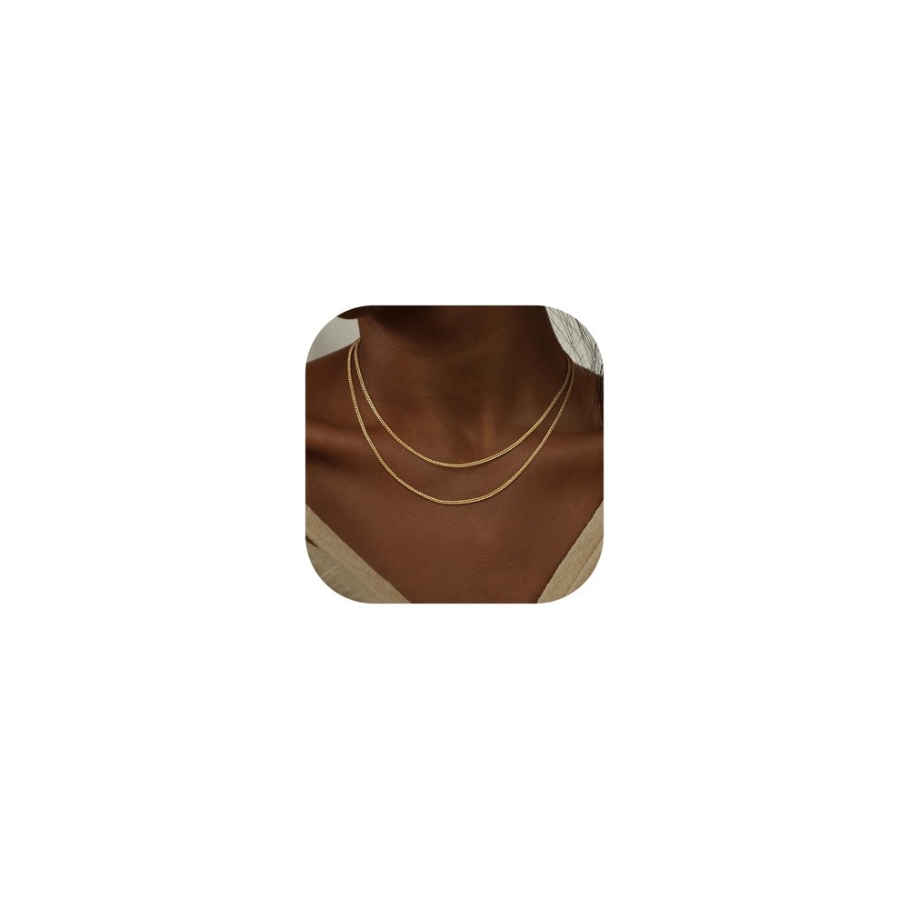 Gold Herringbone Necklace for Women, Dainty Layered Gold Necklaces Snake Simp...