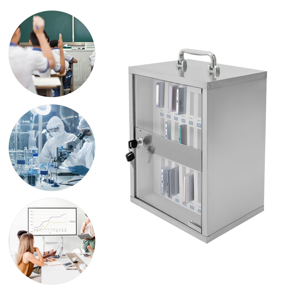 Cell Phones Storage Cabinet Clear Pocket Chart Storage Locker Box 24 Slots