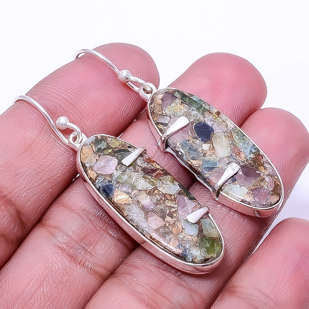 Copper Tourmaline -Brazil Designer 925 Sterling Silver Earring 1.95