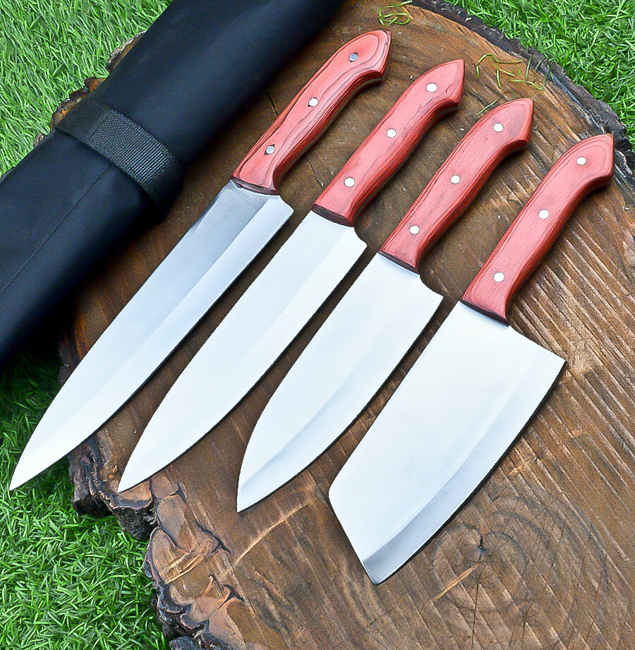 Custom HAND FORGED J2 STEEL BEAUTIFUL 4PC CHEF KNIFE Set Kitchen Knives Set -162