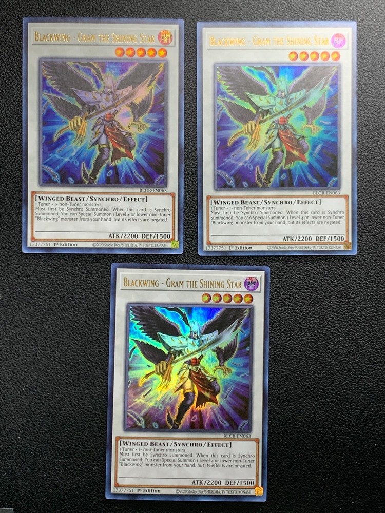 3x Blackwing Gram The Shining Star BLCR-EN063 1st Ed Ultra Rare Yugioh Card