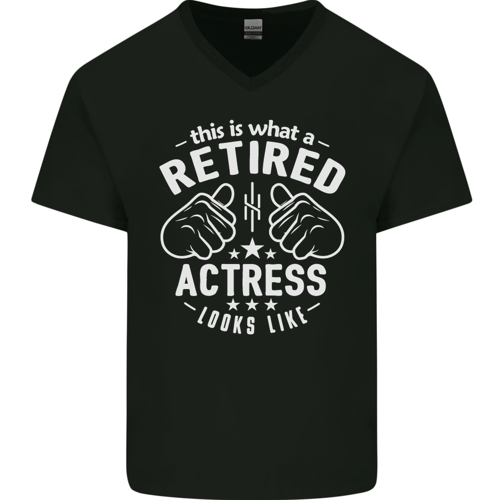 Retired Actress Vintage V-Neck Cotton Tee for Men