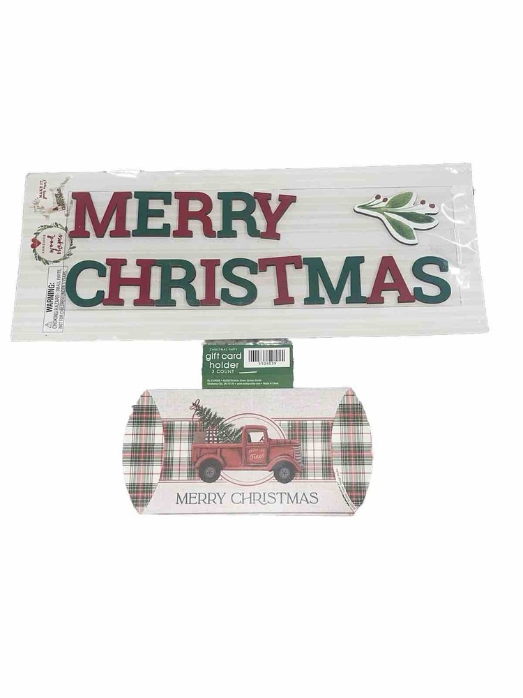 Gift Card Holders & Merry Christmas Adhesive Wood Shapes Holiday Money New-image
