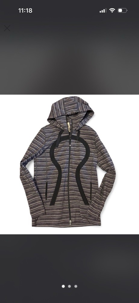 Vintage back striped lululemon zip up define size 12