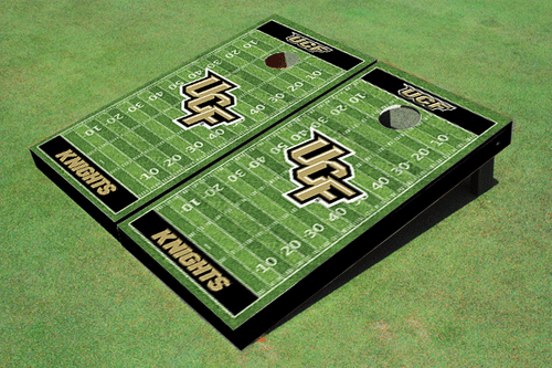 University Of Central Florida Black Matching Football Field Custom Cornhole Boar