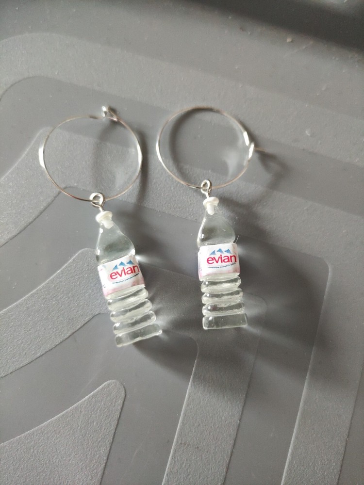 Resin  Pendant Silver Plated Hoop Earrings