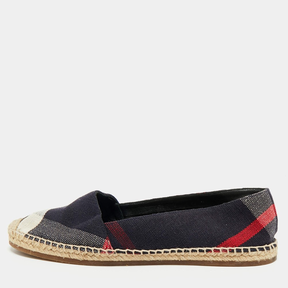 Burberry Multicolor House Check Canvas Espadrille Flats Size 37.5