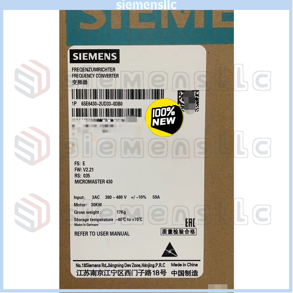 6SE6430-2UD33-0DB0 Siemens MICROMASTER430 Without Filter Fast Shipping New GQ