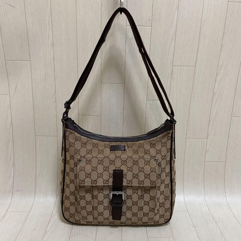 Gucci GG Canvas Shoulder Bag Belt Strap Accessory Authentic