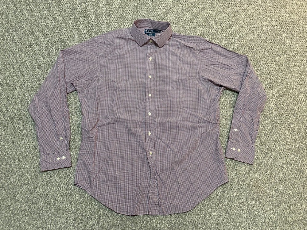 Ralph Lauren Polo Men's Regent Classic Fit Button Up Red Blue 17 36/37 XL