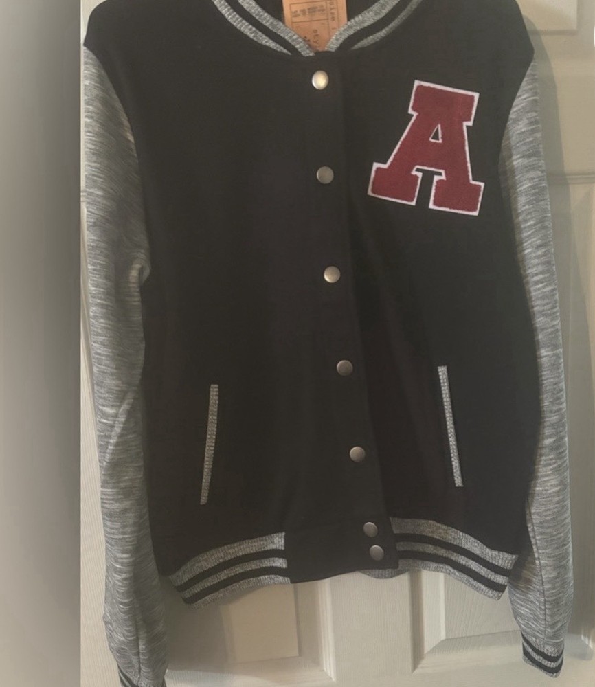 2X Black And Gray Varsity Letterman  Jacket