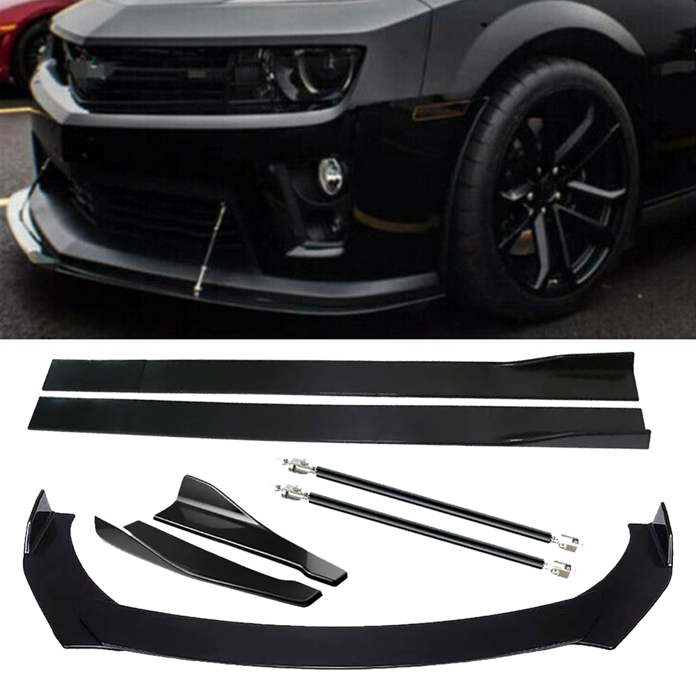 Glossy Front Splitter Bumper Lip Spoiler Side Skirts For Chevy Camaro
