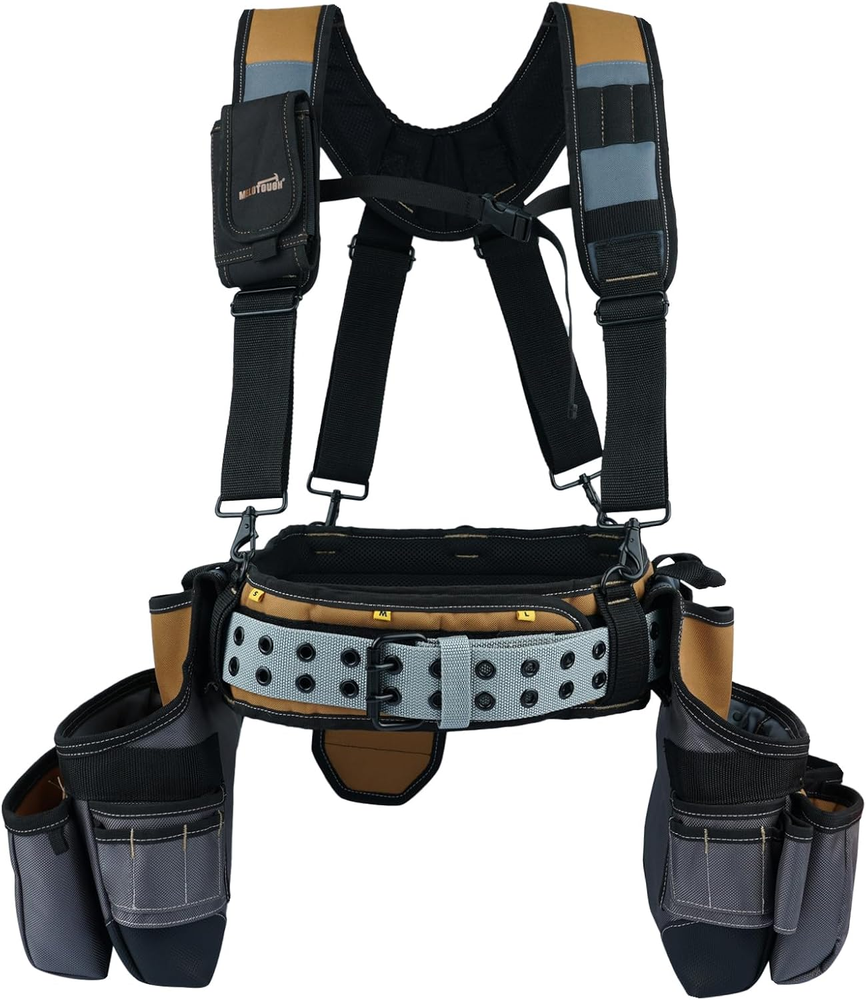 28-Pocket Heavy Duty Framer's Tool Belt with Padded Suspender Combo