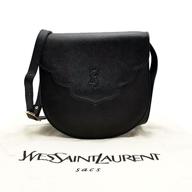YSL Yves Saint Laurent Black Leather Crossbody Pochette Bag Pre-Owned