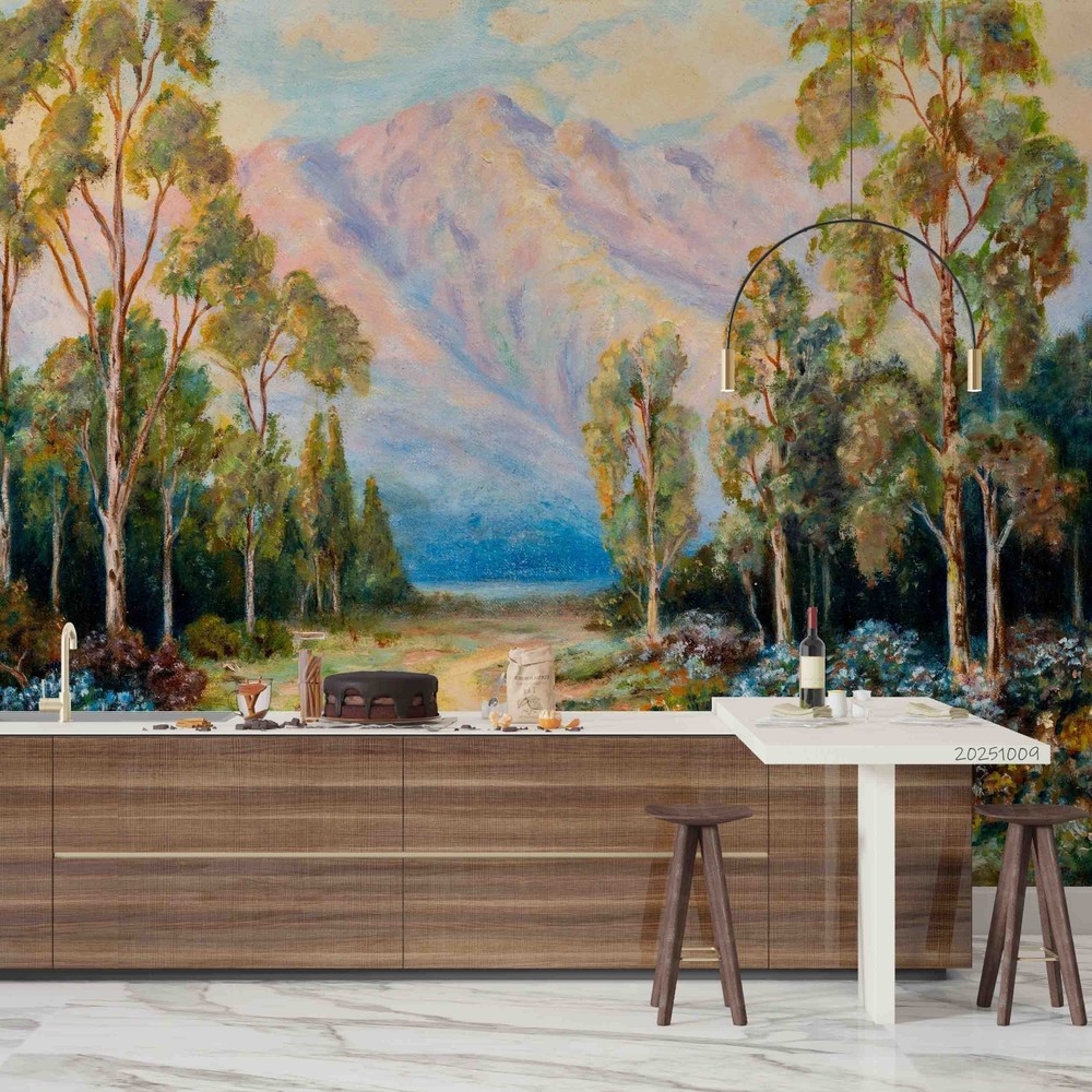 3D Mountain Forest Path Oil Painting Wall Murals Wallpaper Murals Wall Sticker