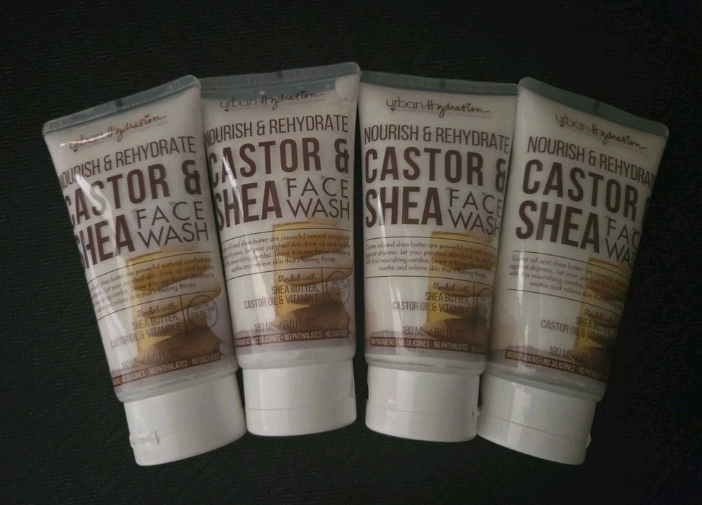 Urban Hydration Castor Shea Face Wash 6 oz Lot of 4 New Nourish Rehydrate