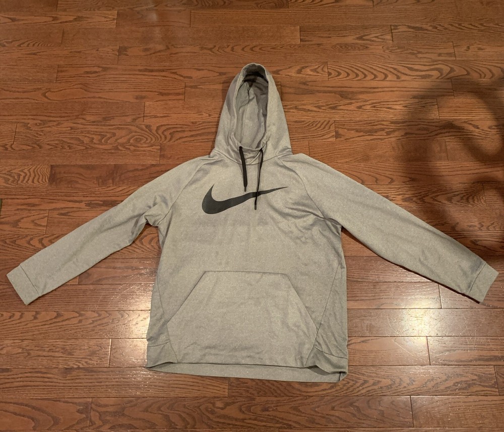 Nike Dri-Fit Graphic Logo Swoosh Gray Hoodie Size XL