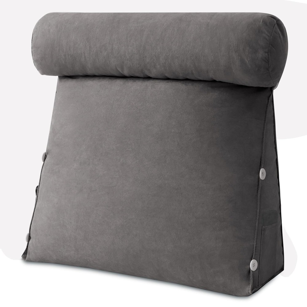 Bed Wedge Reading Pillow, Triangular Bedrest Lumbar Neck Back Support Pillows...