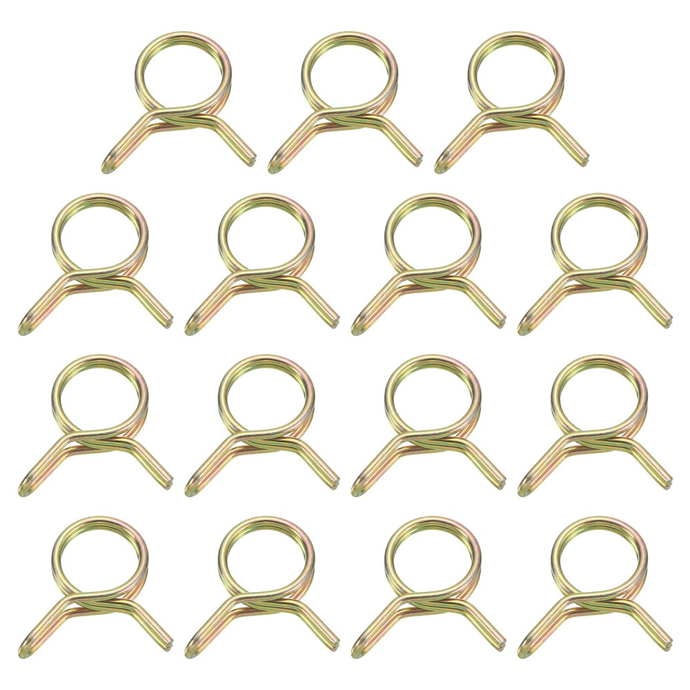 15Pcs Double Wire Spring Hose Clamps, 8mm Tube Clips, Color Zinc
