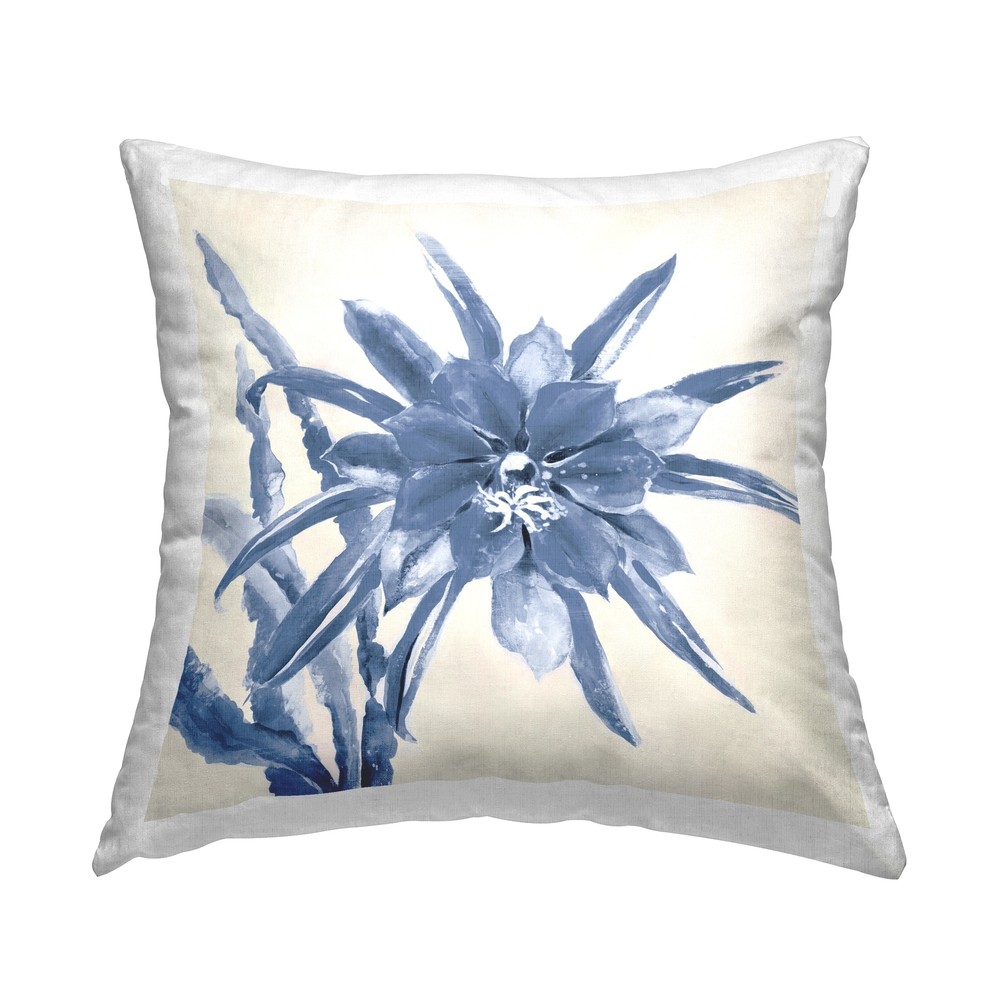 Modern Blue Flower Petals Printed Throw Pillow by Stupell Industries