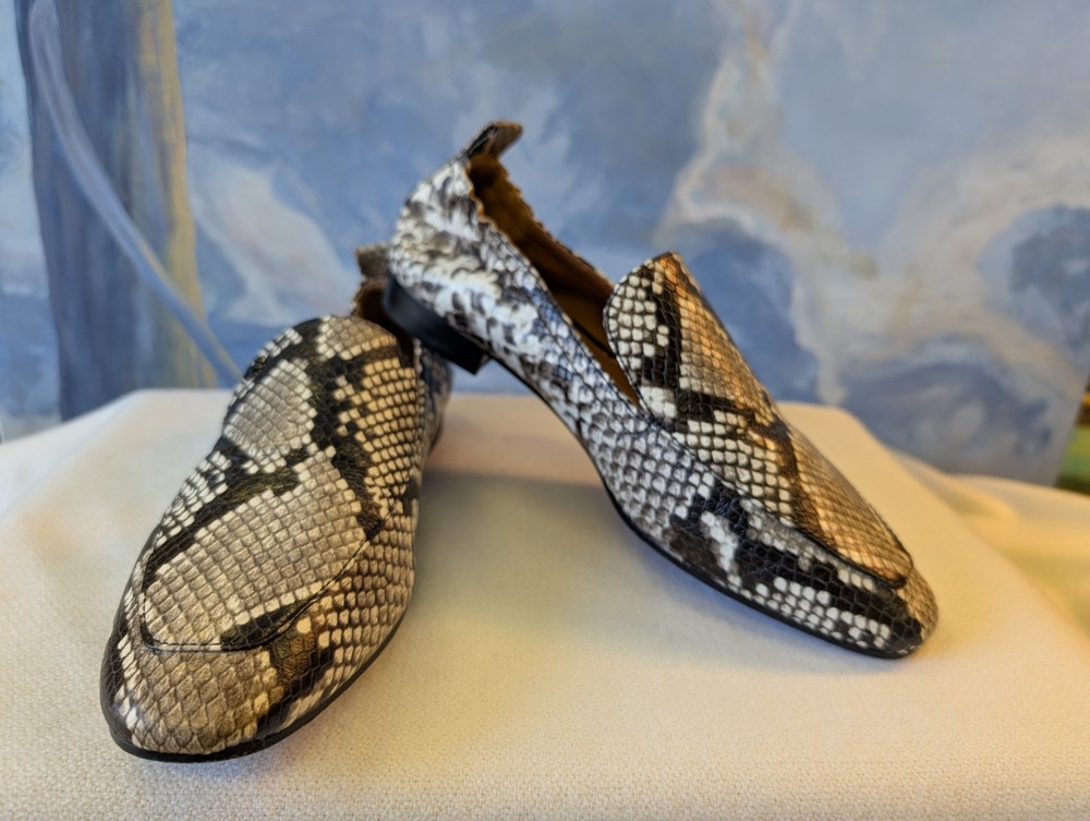 Tory Burch 8 Kira Python Elastic Back Leather Loafer WORN 1X