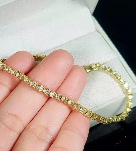 8 Ctw Round Cut Created Diamond Women's Tennis Bracelet 14K Yellow Gold Plated