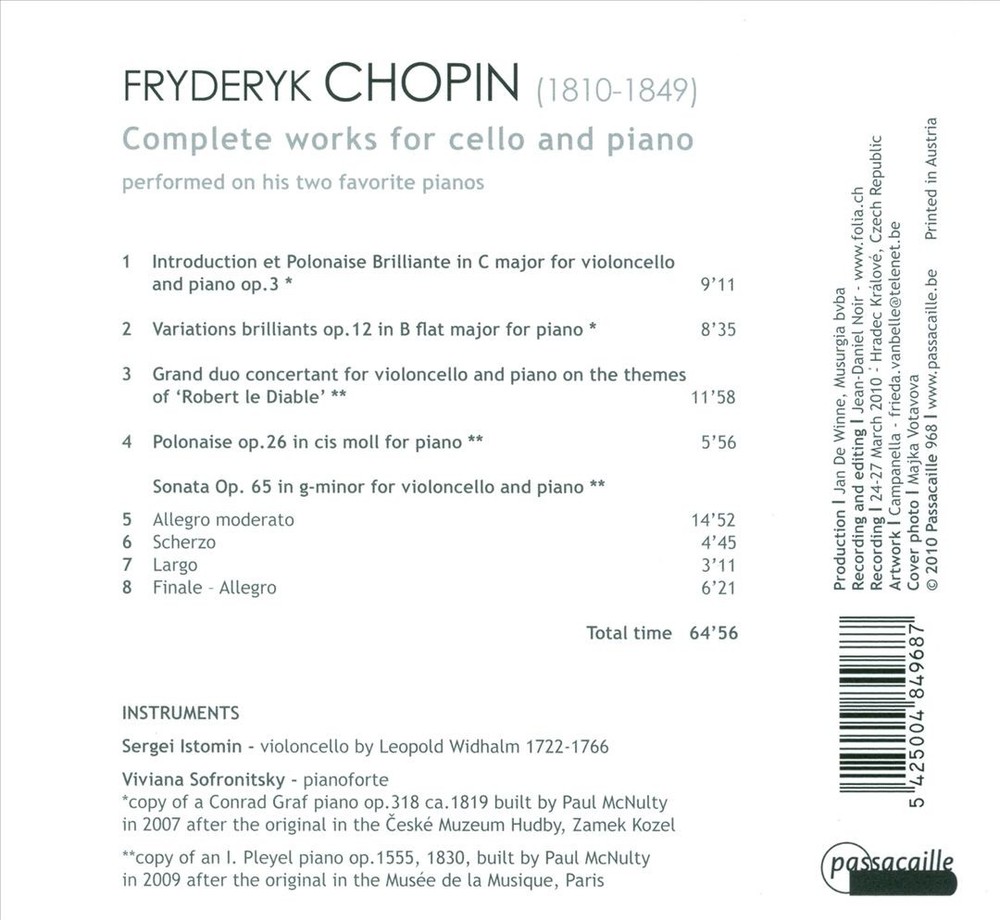 Viviana Sofronitsky and Sergei Istomin perform Chopin complete cello and piano works