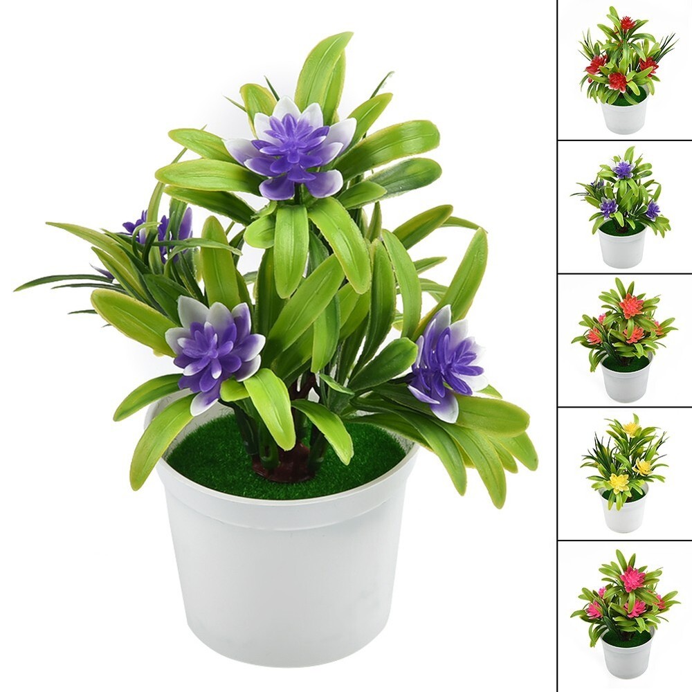 Lovely 18cm-Realistic Artificial Flowers Plant In Pot Outdoor Home Bedroom Decor