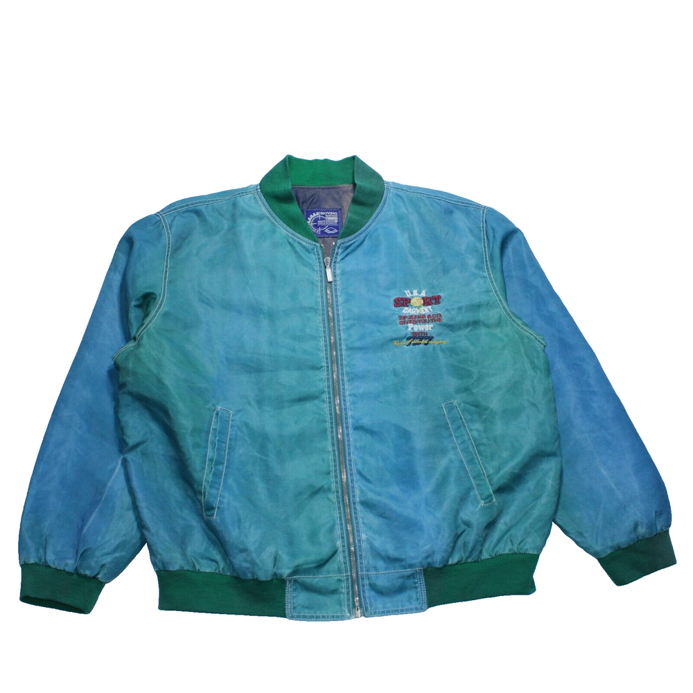 Vintage 90s Tie Dye Embroidered Zip Up Jacket by Zip Jeans & Co Mens XL USA Sport