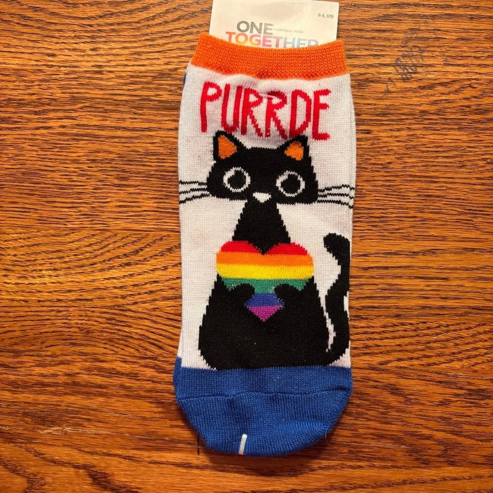 One together Low Cut Socks Womens shoe size 4-10 Cat Pride LGBTQ