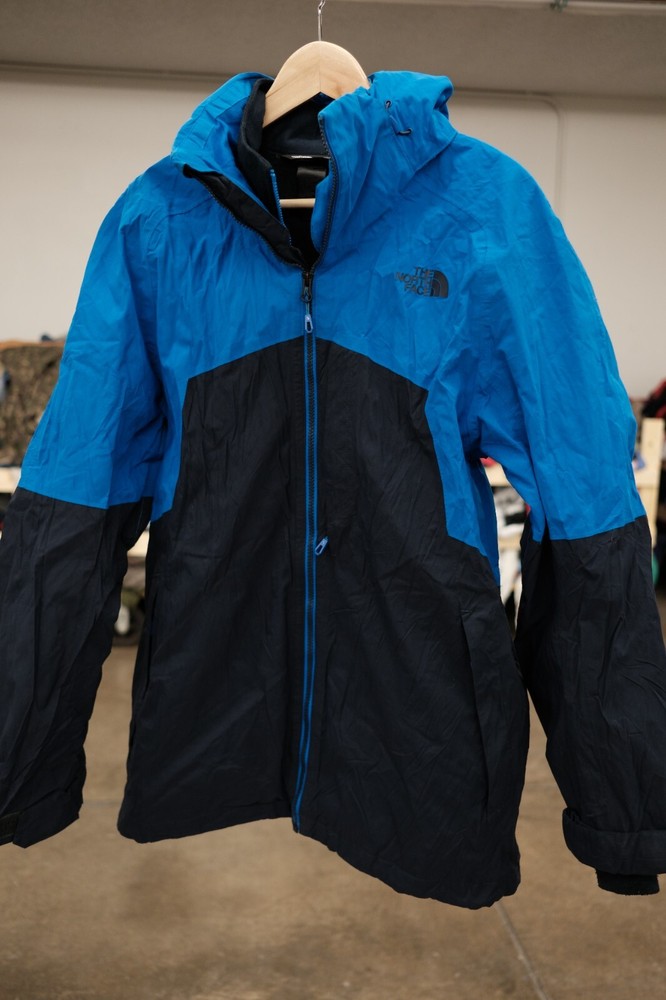 The North Face Men Medium Black Blue Winter 3 In 1 Coat Jacket Full Zip Hooded