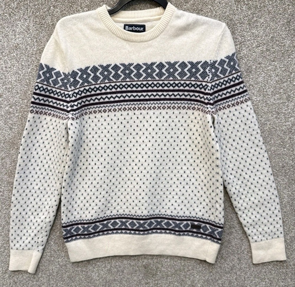 Barbour Wool Nordic Fair Isle Crewneck Sweater Size M
