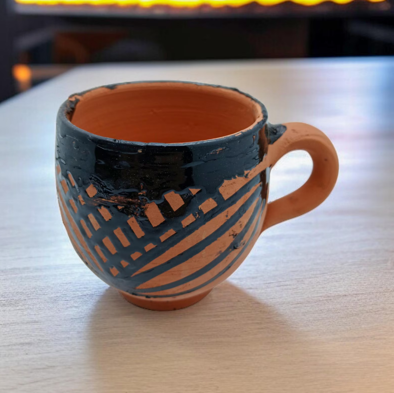 Amazigh Handmade Berber Moroccan Traditional Mug Clay Brown Artisan Cup