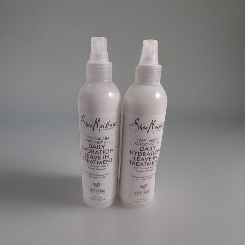 2-Pack Shea Moisture 100% Virgin Coconut Oil Leave-In Conditioner 8oz Bottles