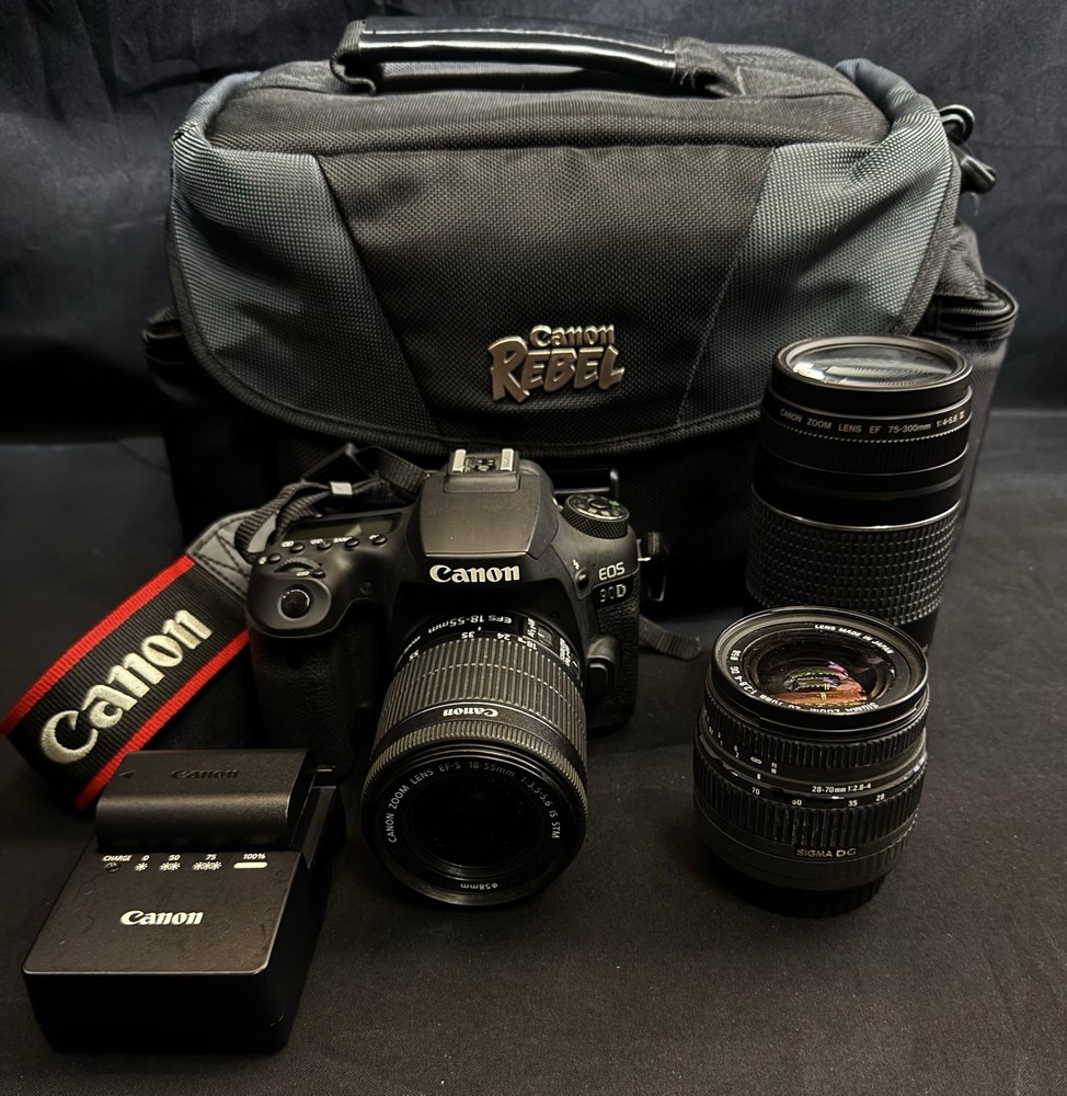 Canon EOS 90D DSLR Camera Bundle with 18-55mm 75-300mm and Sigma 28-70mm Lenses