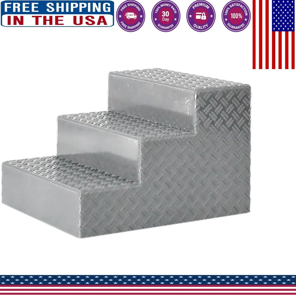 Textured Silver Ring Stairs for Wrestling Figures - Ultimate Arena Accessory