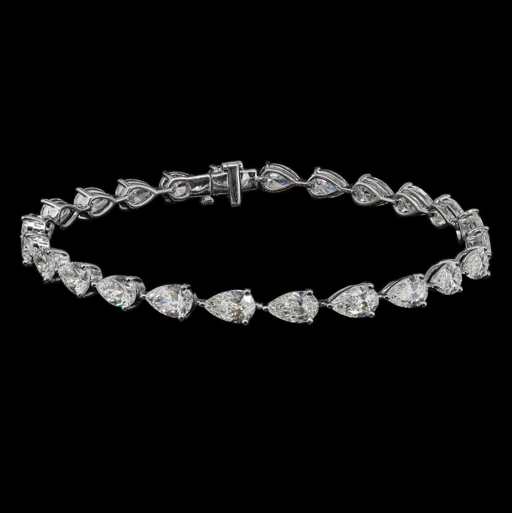 4Ct Pear Cut Simulated Diamond Beautiful Tennis Bracelet 14K White Gold Plated