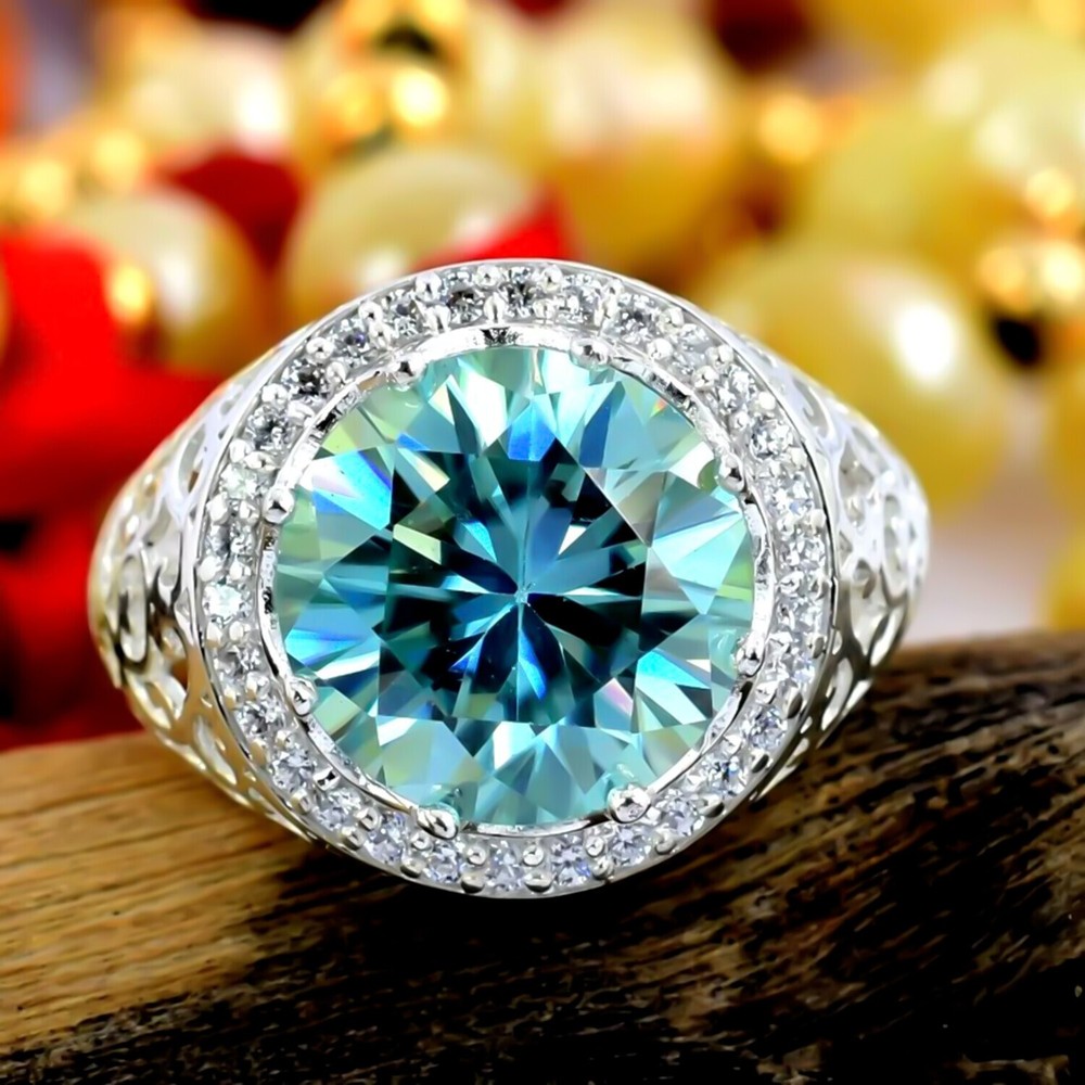 5.00 Ct Certified Blue Diamond Ring Wedding Gift in 925 Sterling Silver
