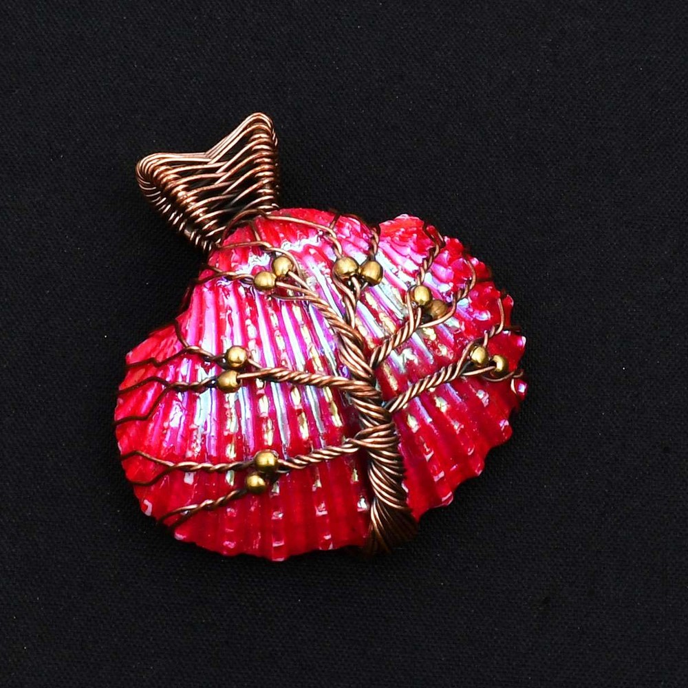 Tree Of Life Rainbow Titanium Shell Copper Wire Pendant Jewelry 1.76