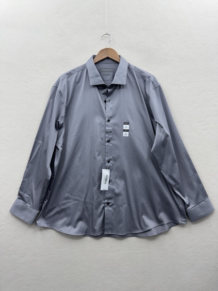 NWT Perry Ellis Premium Men's 18 34/35 Stretch Gray Long Sleeve Shirt