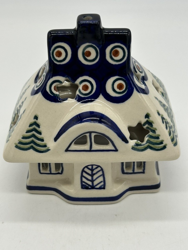 Polish Pottery Luminary Cottage House Tea Light Holder Without Base  