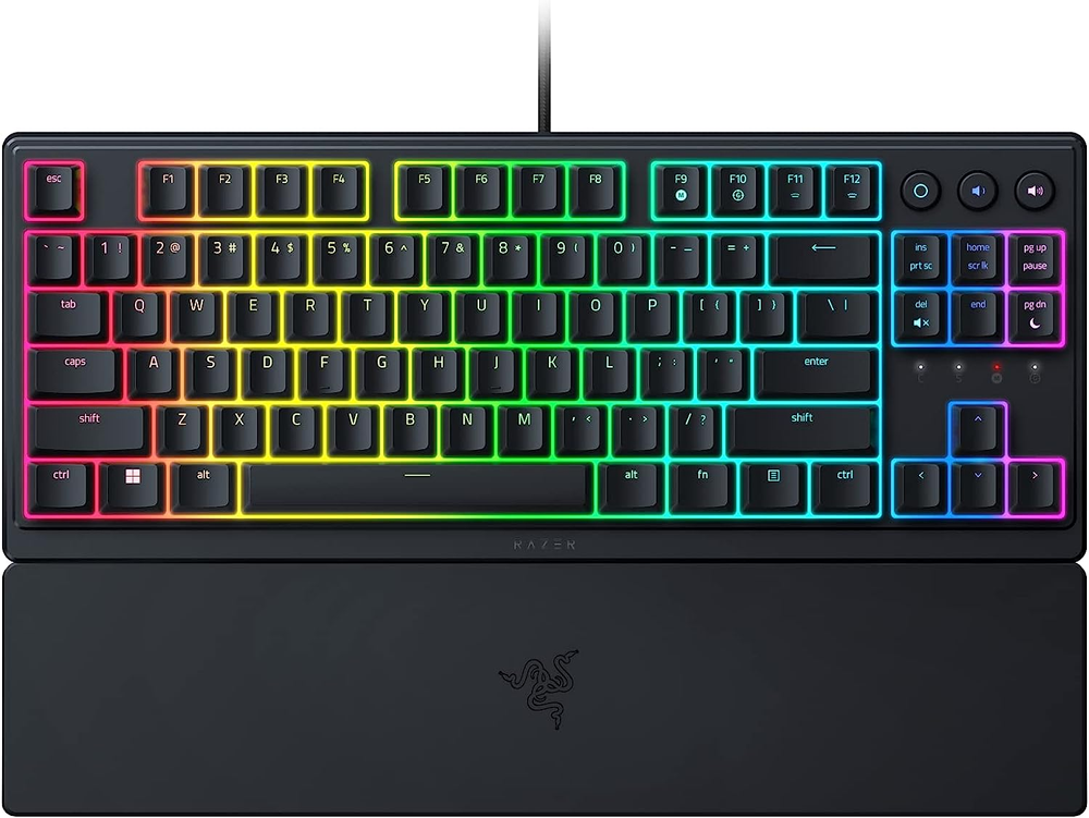Razer Ornata V3 TKL Compact RGB Gaming Keyboard with Mecha-Membrane Keys, Customizable Chroma Lighting, and US English Layout – Designed for Precision and Comfort
