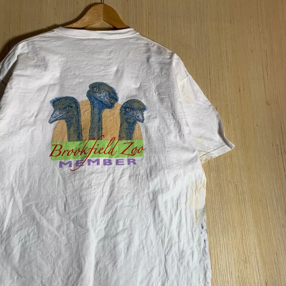 Vintage Brookfield Zoo Member Shirt Adult Extra Large White Short Sleeve Men's