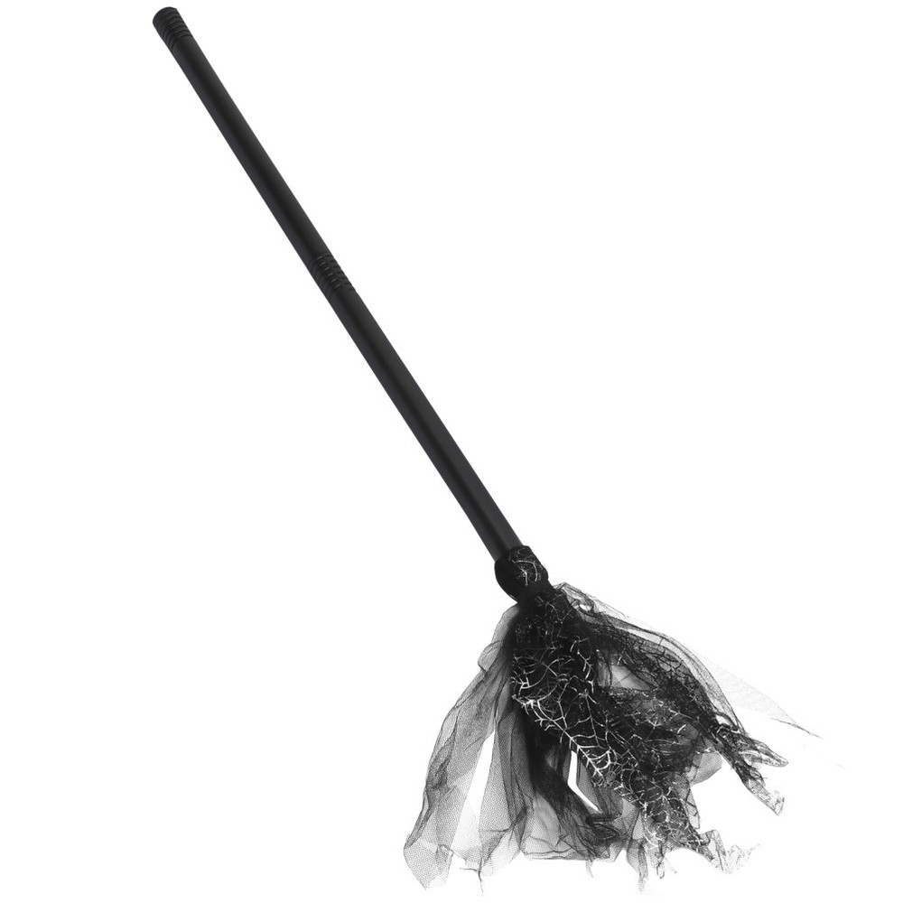 Kids Broom Realistic Wizard Flying Black Halloween Broomstick Decor