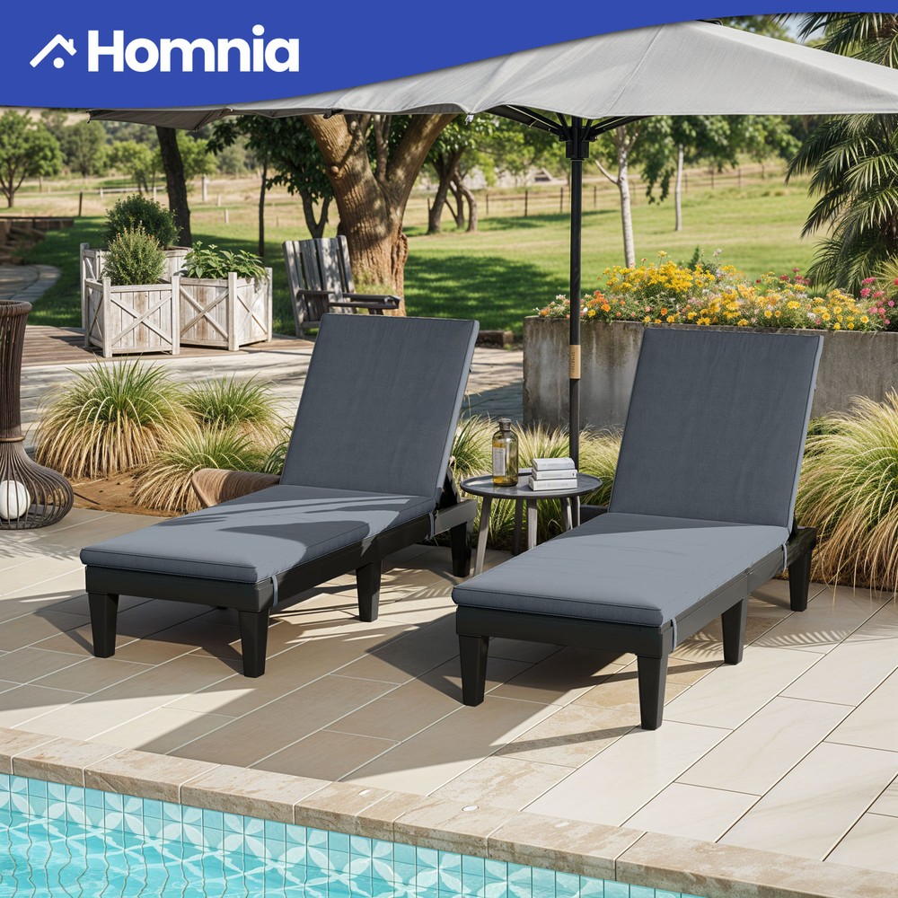 2 PCS Stackable Adjustable All-Weather Patio Beach Chaise Lounge Chairs